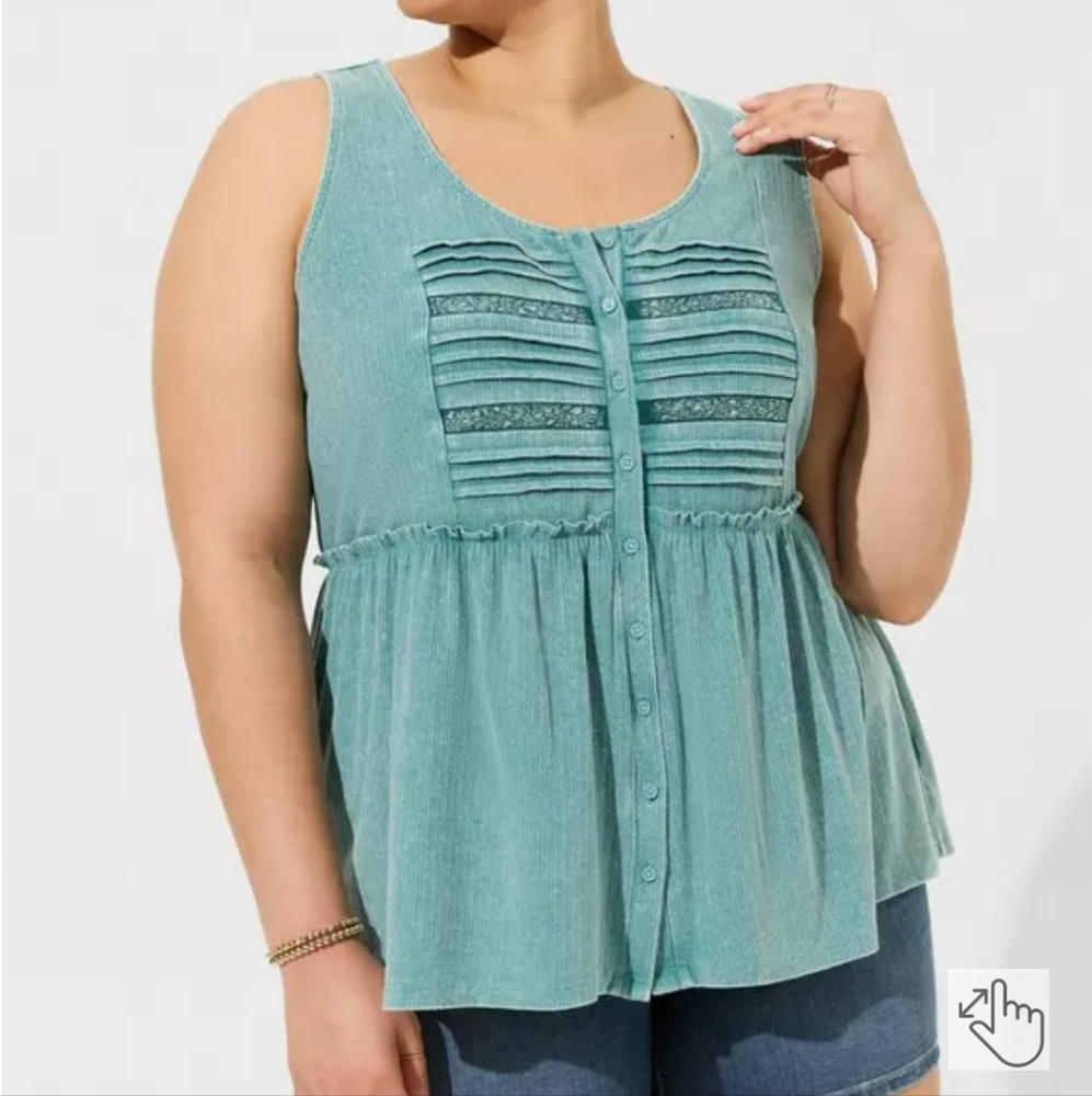 Torrid Textured Jersey Scoop Neck Button Down Babydoll